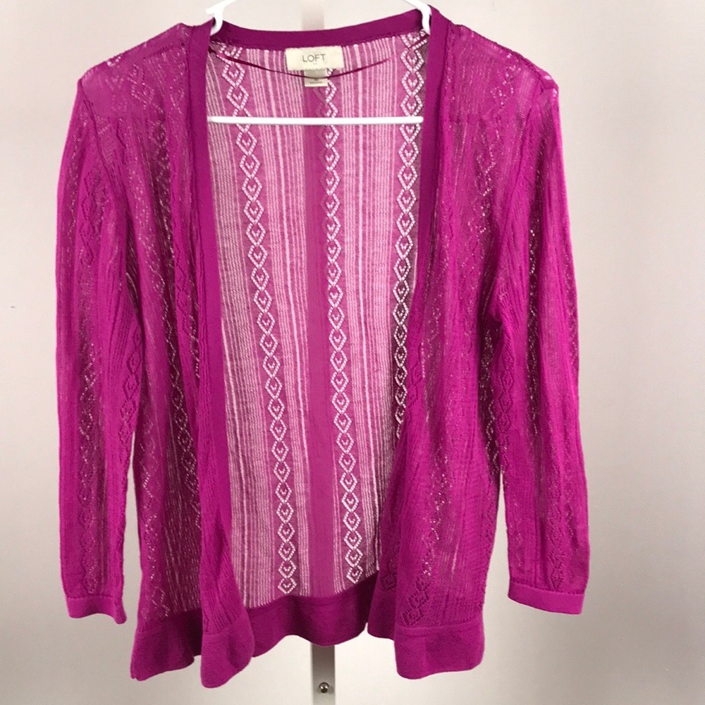 Loft ann taylor purple cardigan size medium cotton